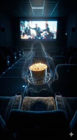 Personagem-monstro do Emprearim: pipoca fantasma no cinema